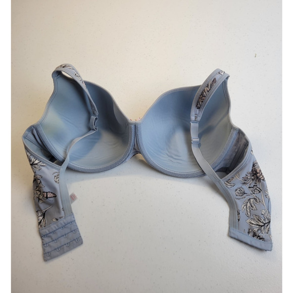 Cacique Underwire Balconette Bra Blue Leaf Full Figure Lightly Lined Size 38DDD - Picture 8 of 10